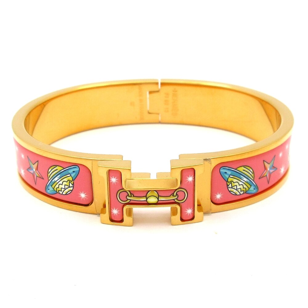 Hermès Clic H Bangle Gold Pink Multi